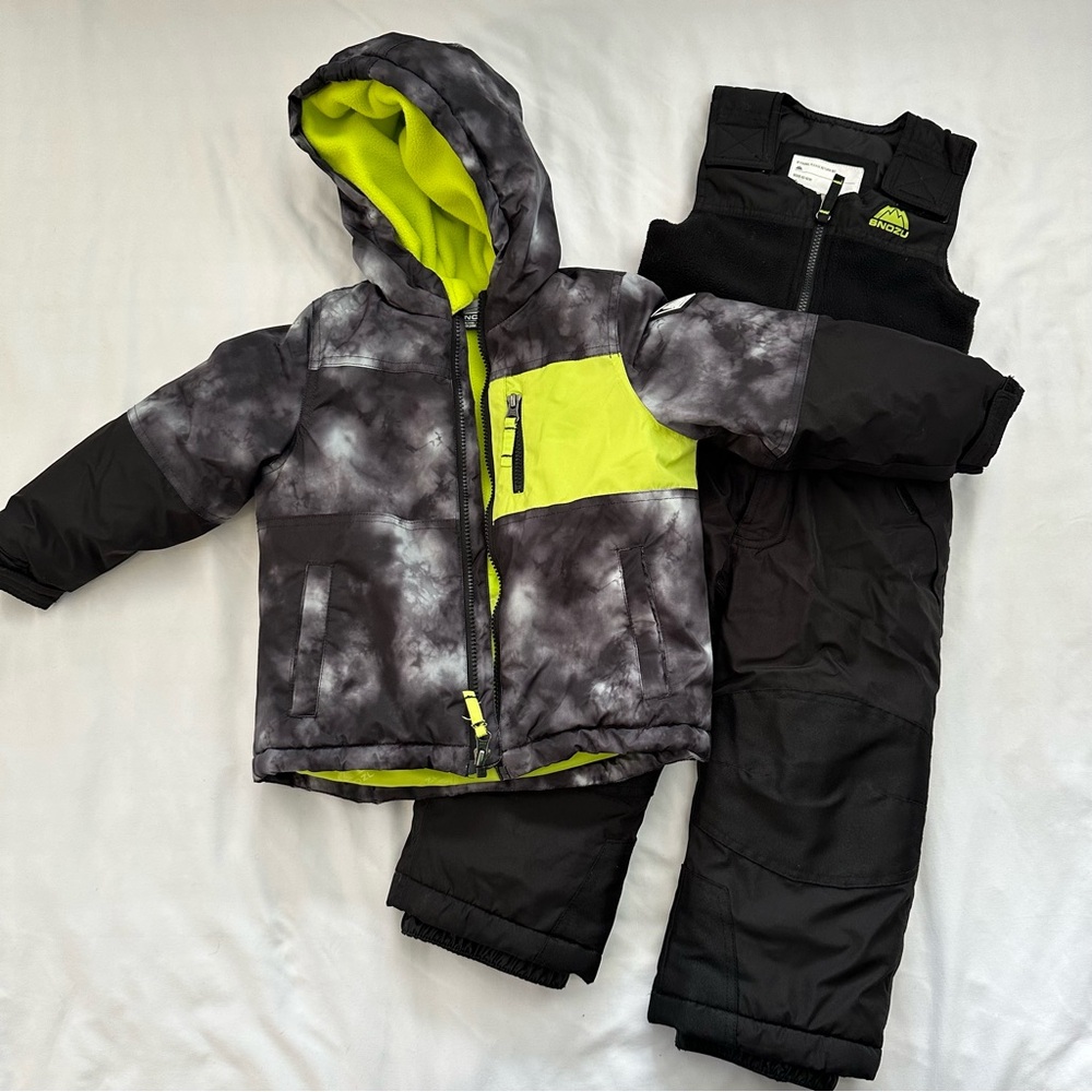 Snozu Black and Neon Yellow Kids' Winter Snowsuit
